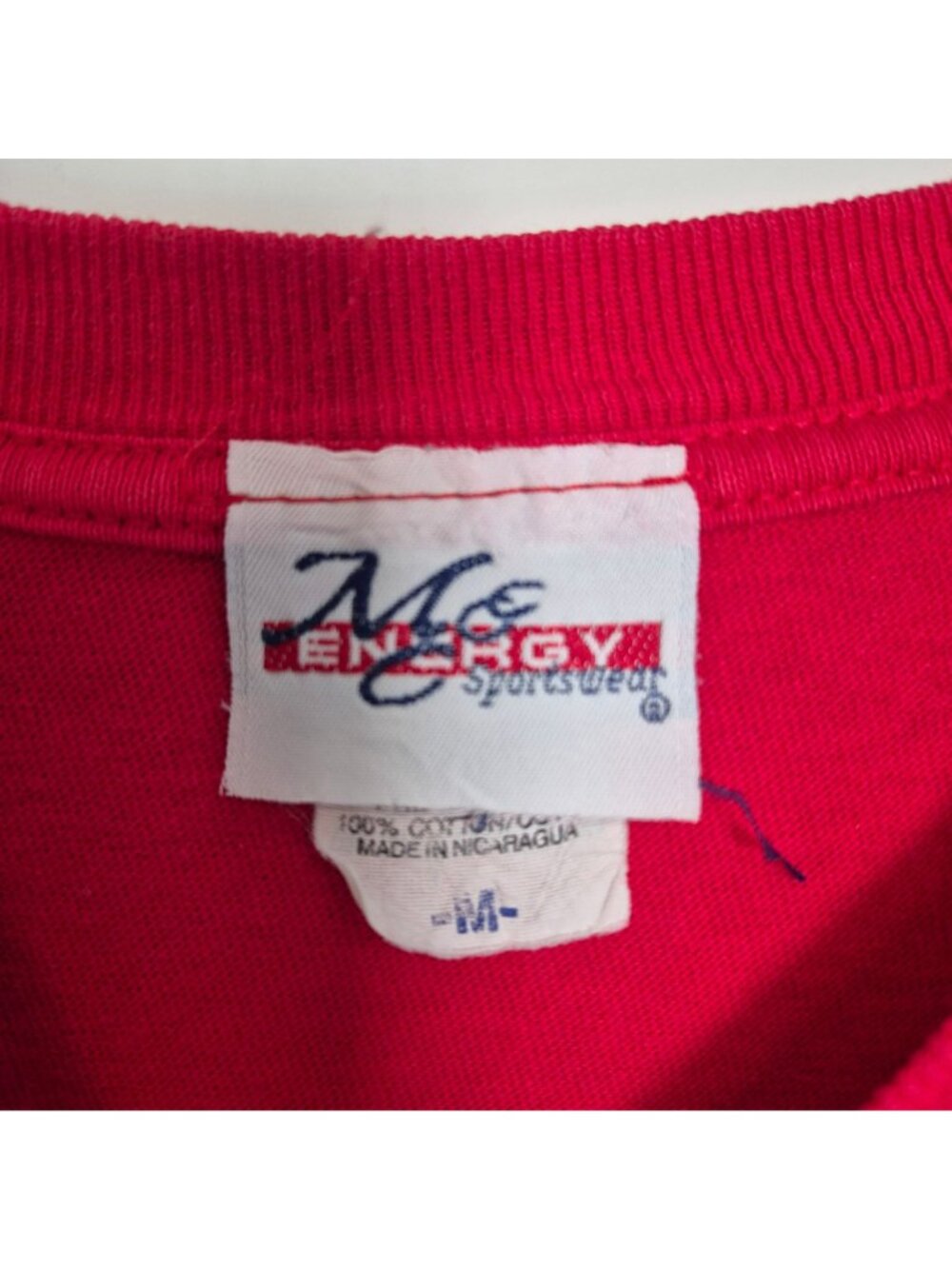 Vintage Red Embroidered USA T-Shirt Medium 100% Cotton - Picture 3 of 5